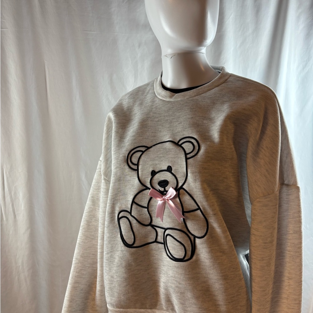 Justify Gray Sweatshirt with Bear Design